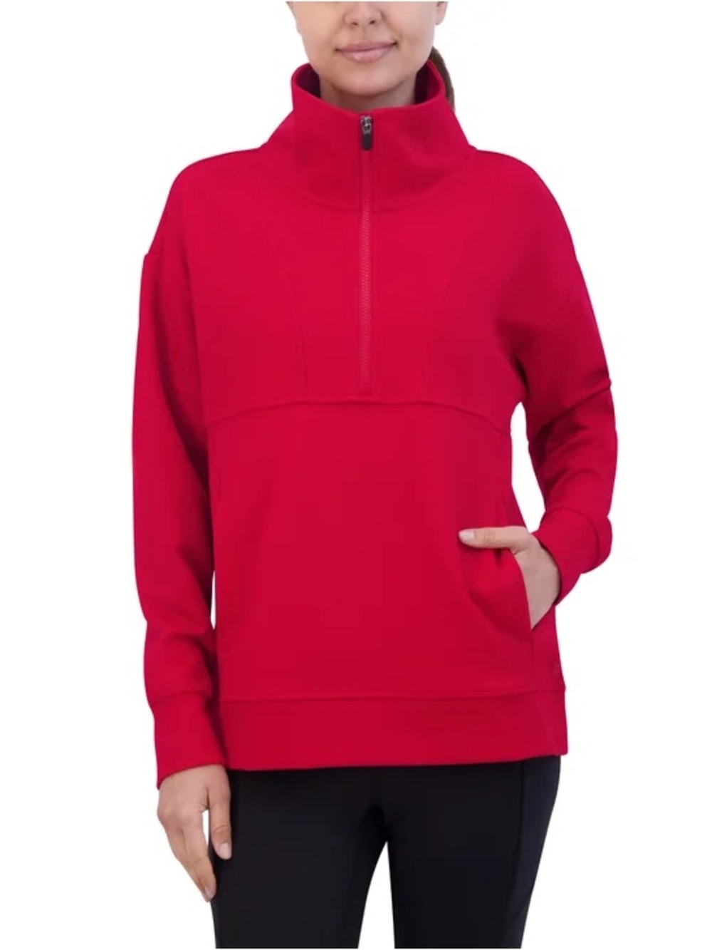 🌹 GAIAM Bright Red Quarter Zip Pullover Hoodie Size Extra Small EUC 🌹